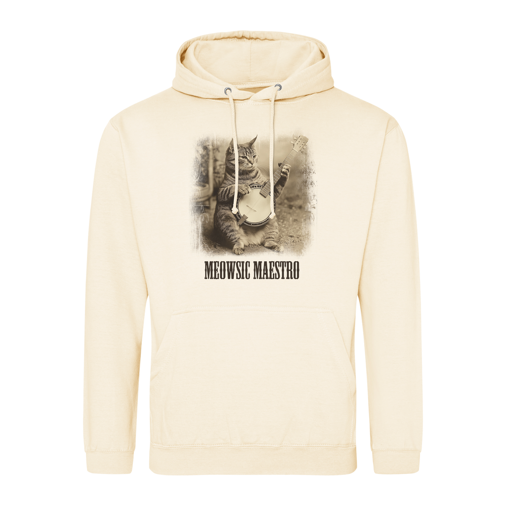 Bluza z kotem grającym na banjo vintage - kot muzyk retro
