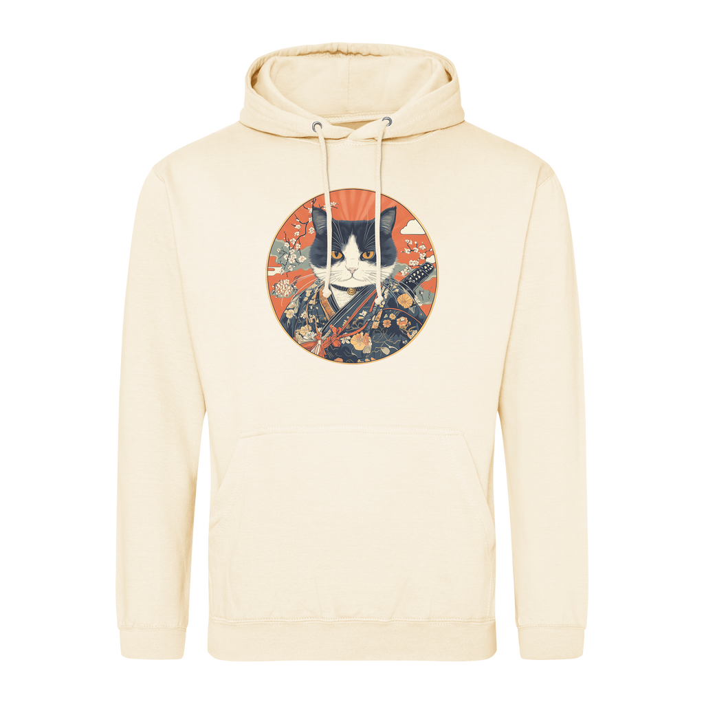 Bluza z kotem wojownikiem z mieczem wiśnie - japoński kot samuraj neko