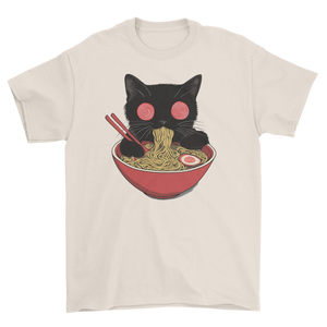 Koszulka z kotem jedzącym ramen pałeczkami - japoński kot Tokyo neko