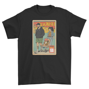 Koszulka z kotem w wózku japońska rodzina - stylowy kot neko