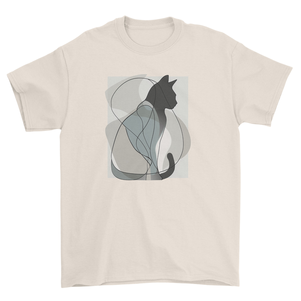 Koszulka z minimalistycznym kotem z linii - design minimal kot abstrakcja