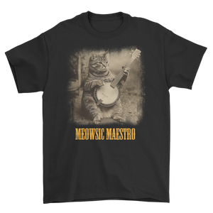 Koszulka z kotem grającym na banjo vintage - kot muzyk retro