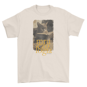 Koszulka z kotem naukowcem w okularach vintage - książki retro