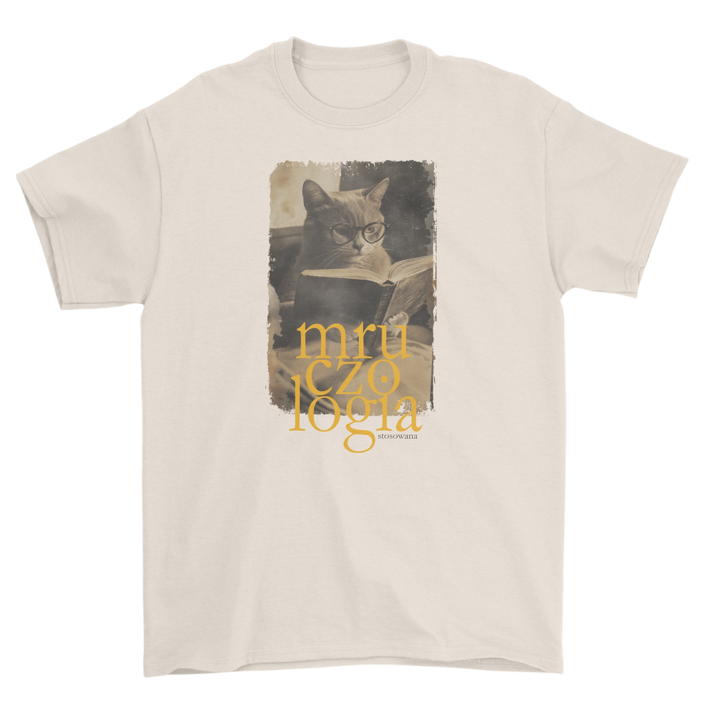 Koszulka z kotem naukowcem w okularach vintage - książki retro