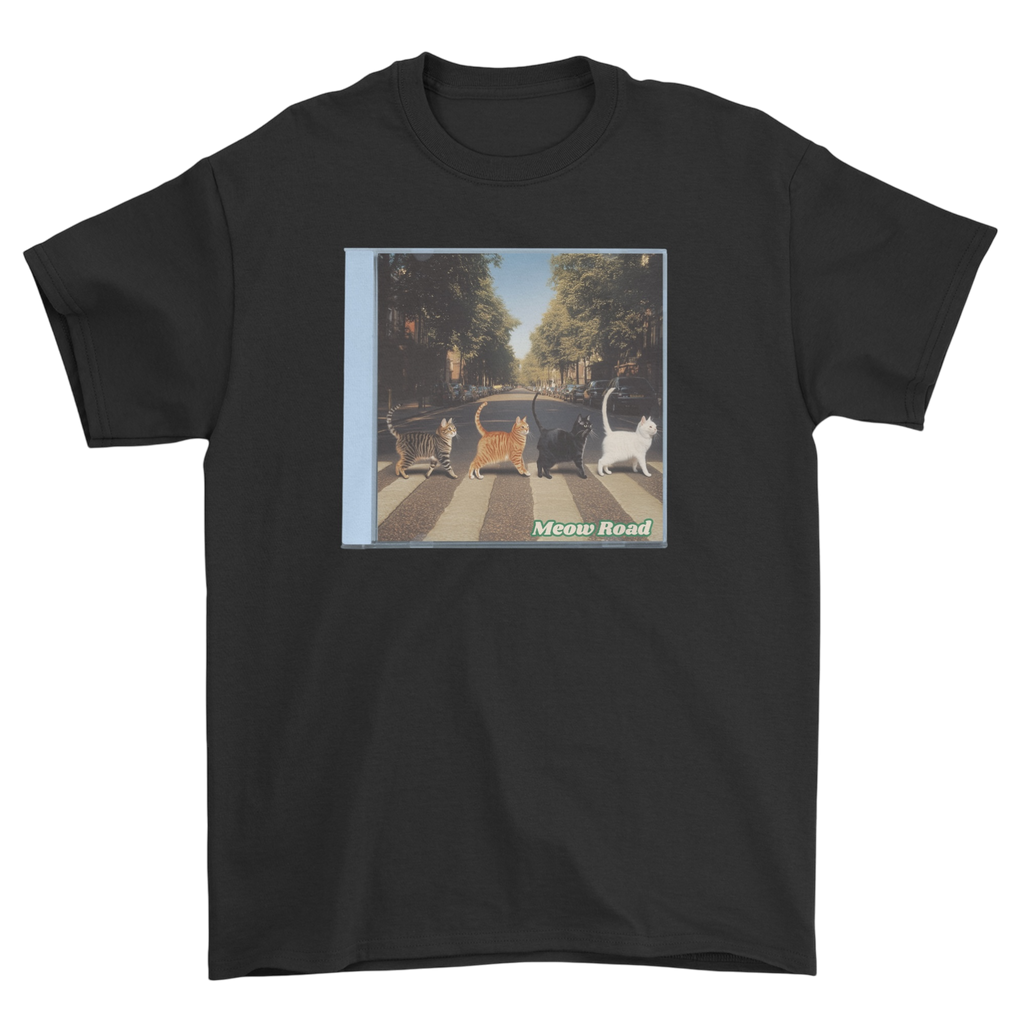 Koszulka z kotami przechodzącymi przez Abbey Road - parodia The Beatles