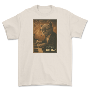 Koszulka z kotem pianistą w klubie jazzowym - hołd dla Komedy