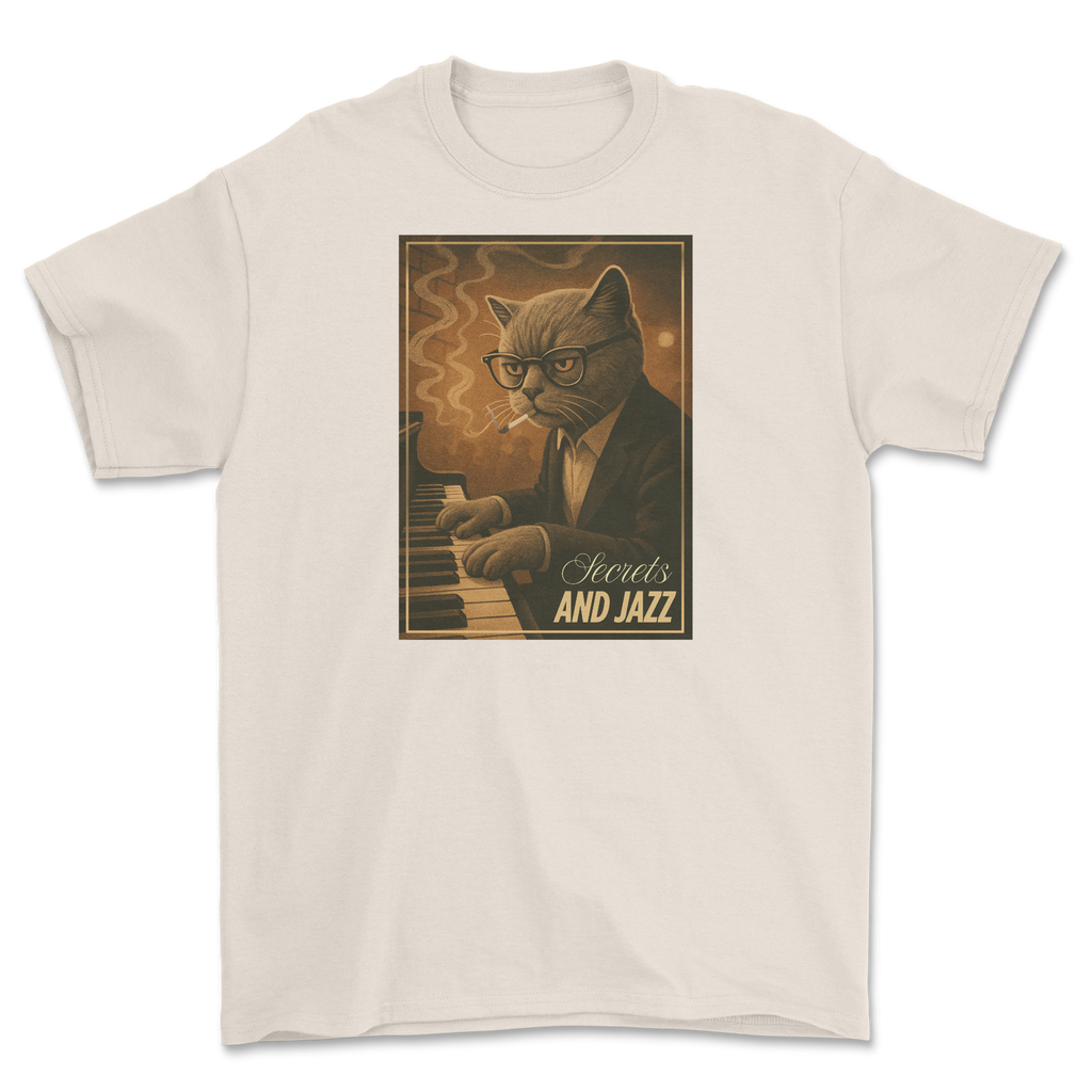 Koszulka z kotem pianistą w klubie jazzowym - hołd dla Komedy