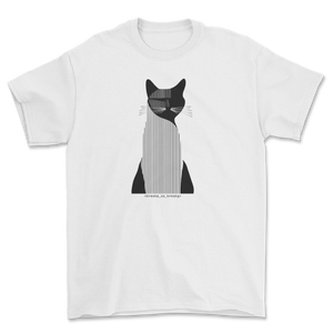 Koszulka z kotem narysowanym kreskami - design minimal kot linie