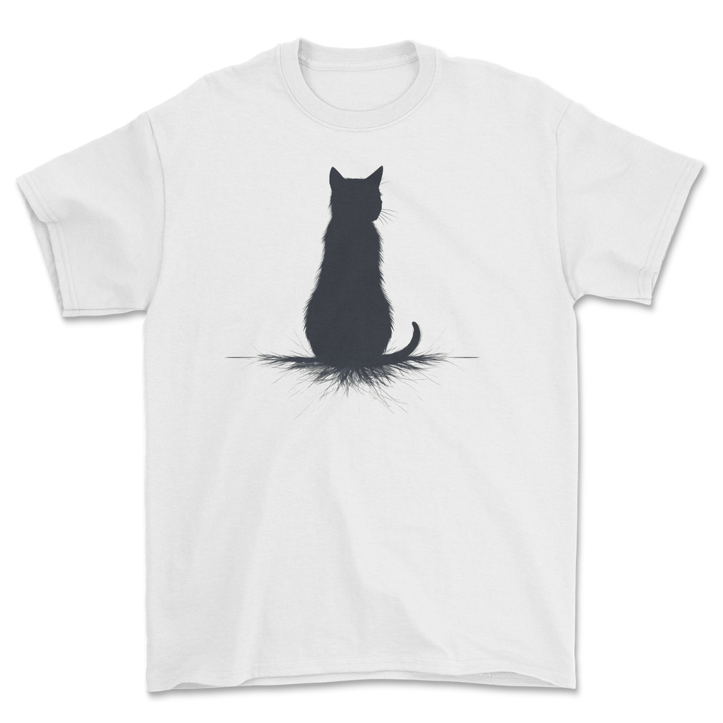 Koszulka z minimalistycznym kotem w ciszy - design minimal kot spokój