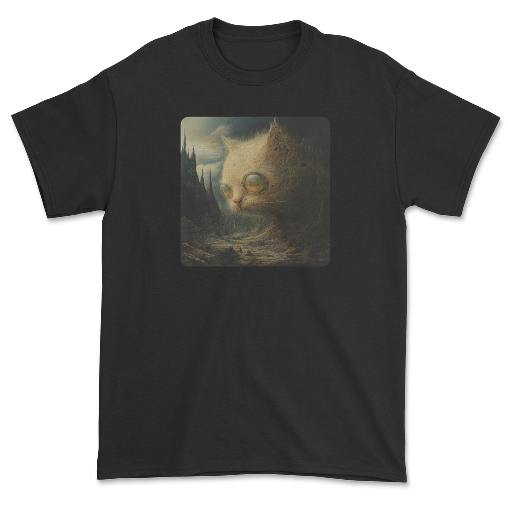 Koszulka z kotem inspirowana Beksińskim - surrealistyczny kot dark art III
